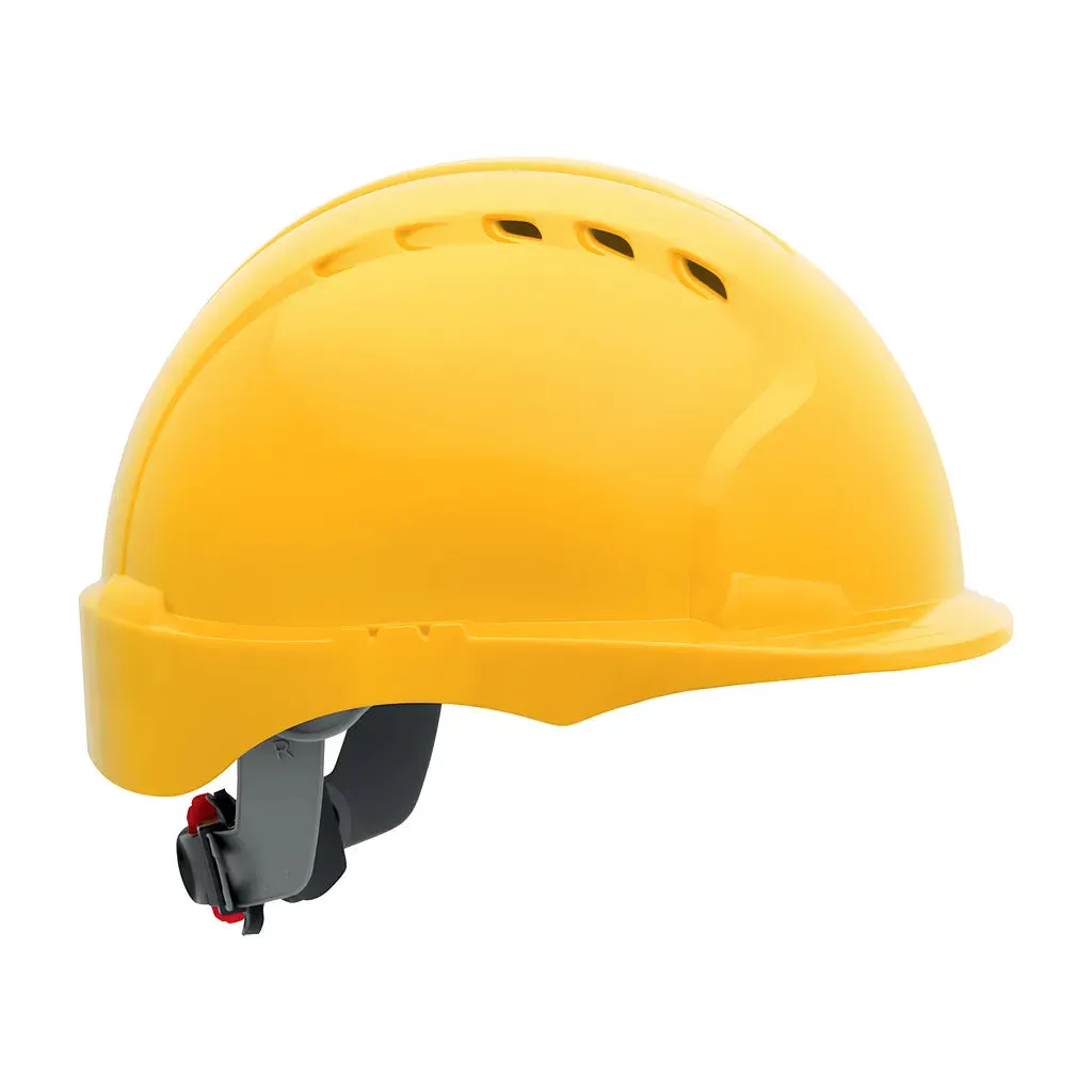 JSP 280-EV6151SV-20 Vented, Short Brim Hard Hat with HDPE Shell, 6-Point Polyester Suspension and Wheel Ratchet Adjustment