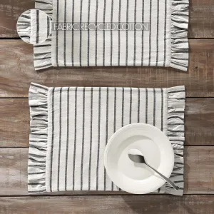 Kaila Ticking Stripe Ruffled Placemat Set of 2 13x19