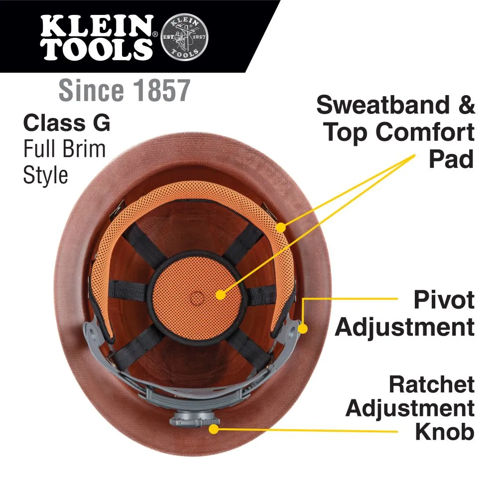 Klein 60452 Hard Hat, KONSTRUCT Series, Full-Brim, Class G