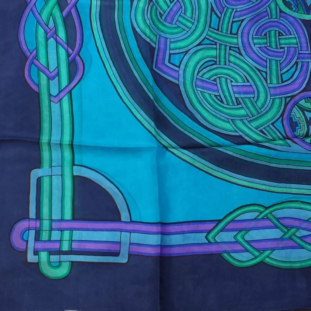 Large Scarf for Women Lightweight Soft Sheer Celtic Knot Silk Scarf Blue Red