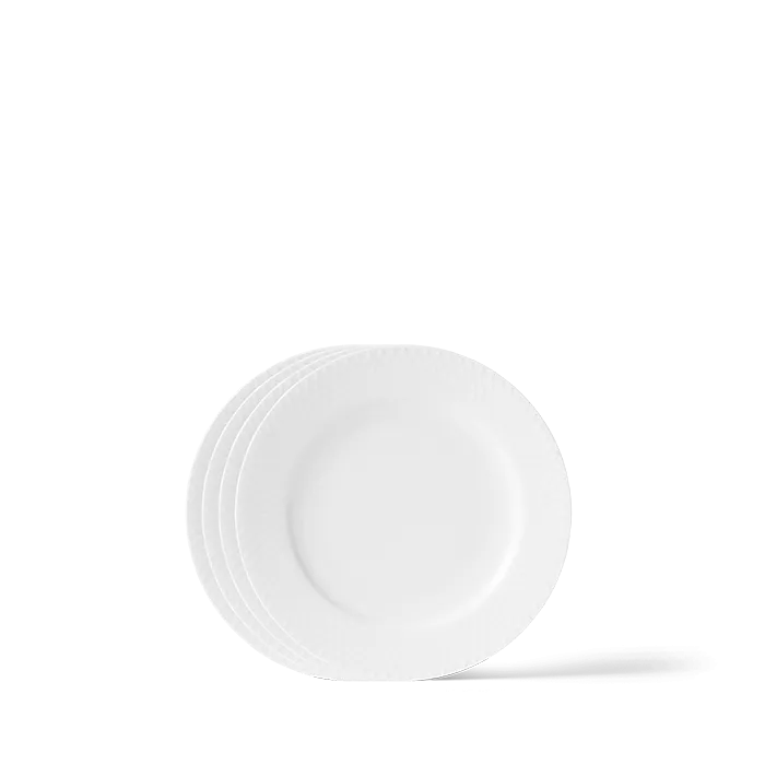 Lyngby Porcelæn Rhombe Plate Set, White, Ø: 8.3", 4 Pcs.