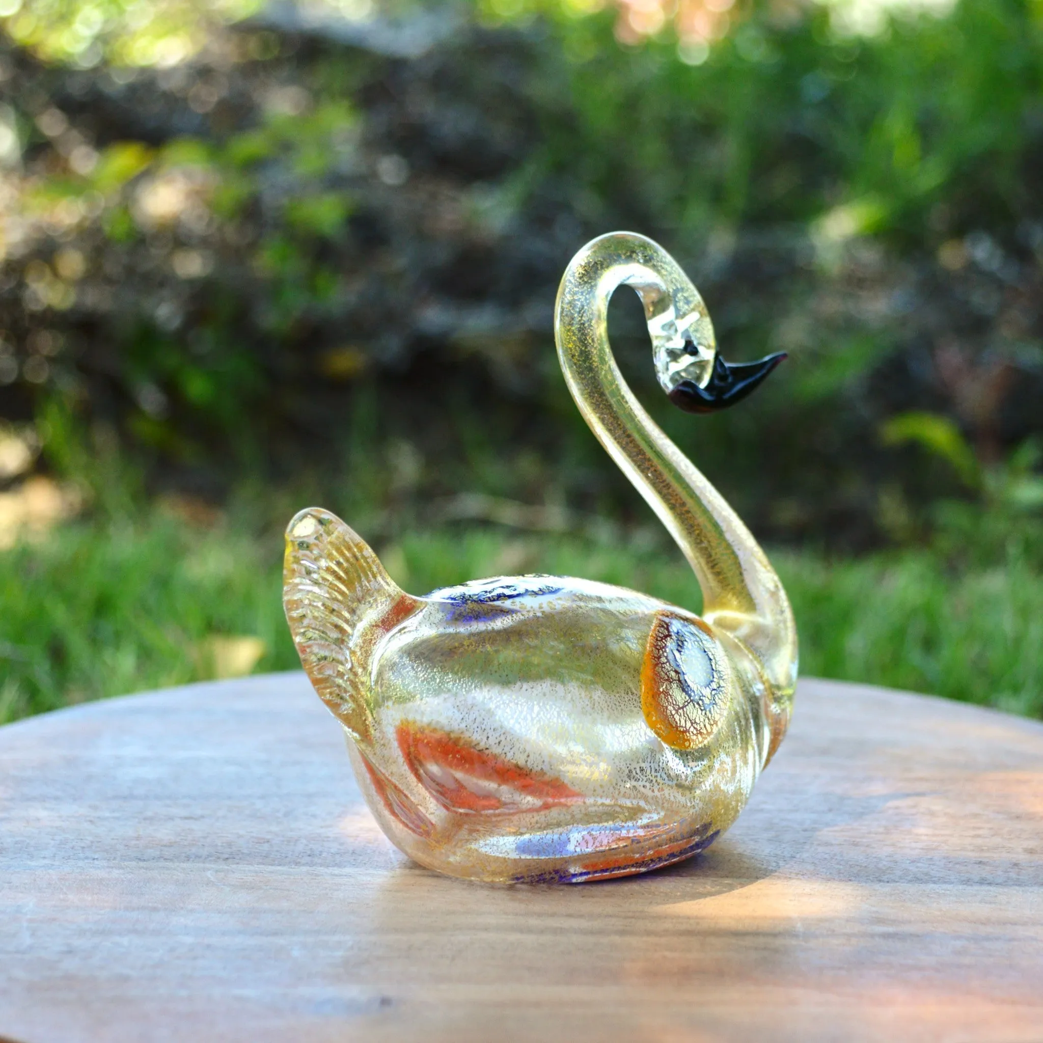 Murano Glass Swan, Decorative Figurine, Made in Italy