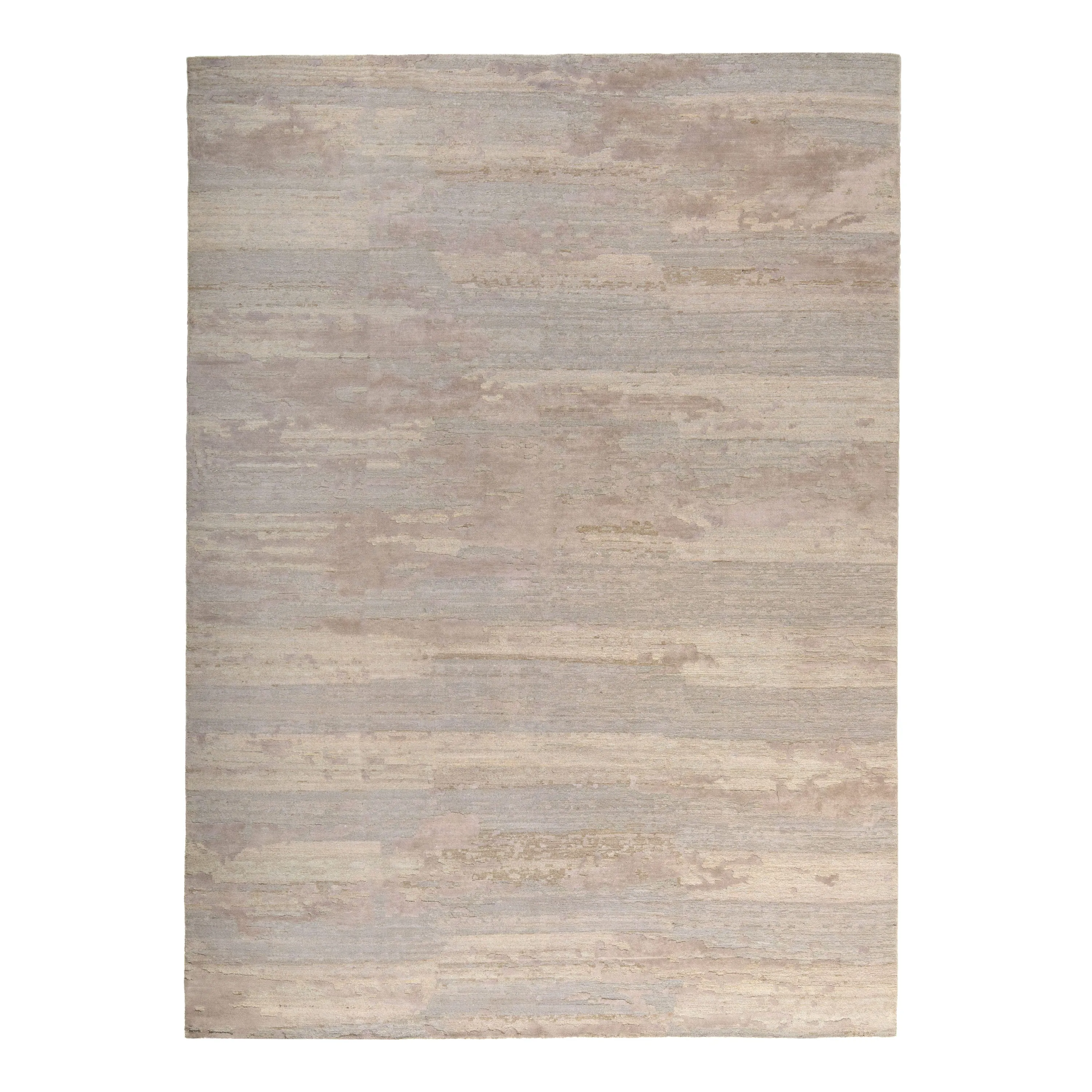 Natural Contemporary Wool Silk Blend Rug - 9' x 12'1"