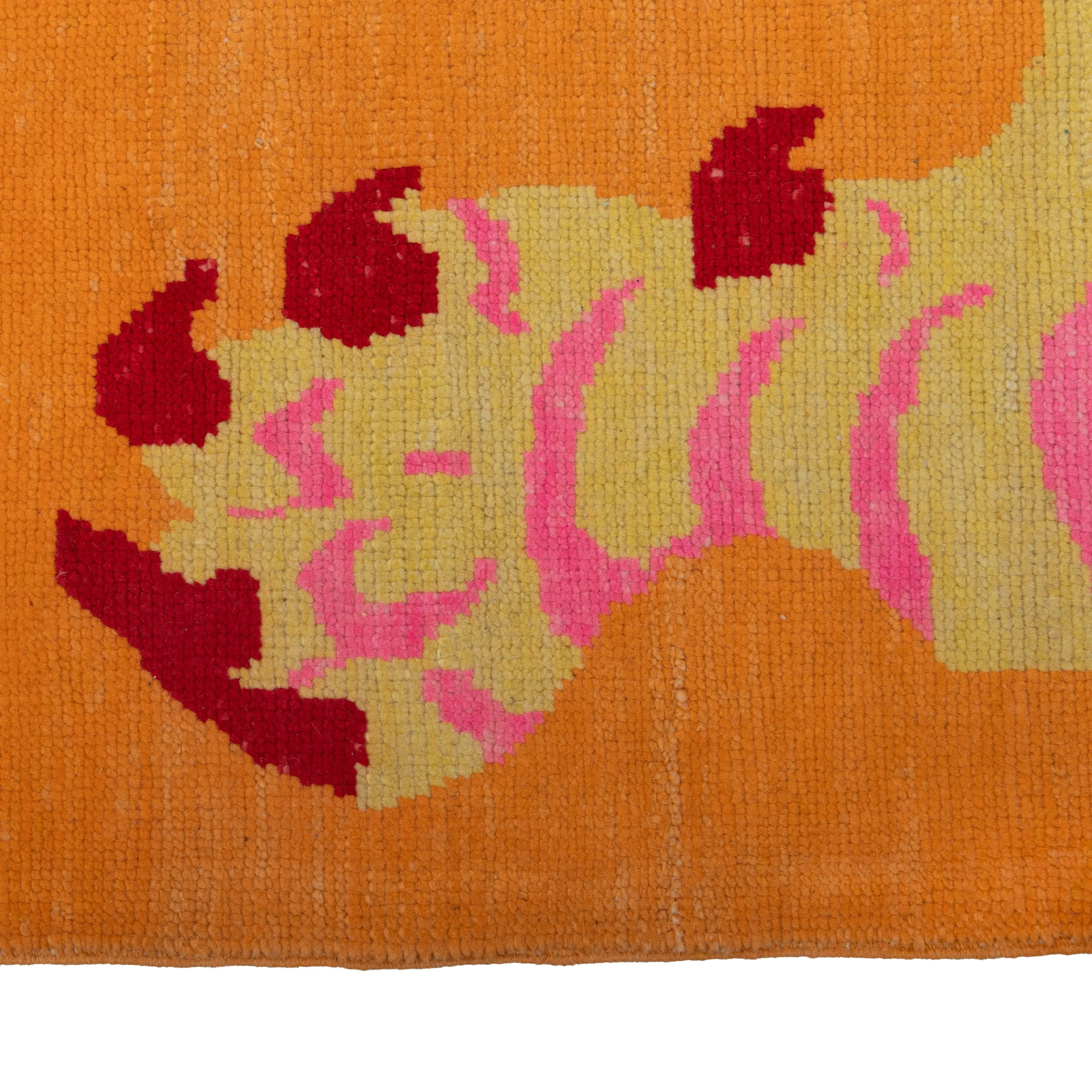 Orange Tiger Modern Turkish Wool Rug - 6'11" x 9'10"