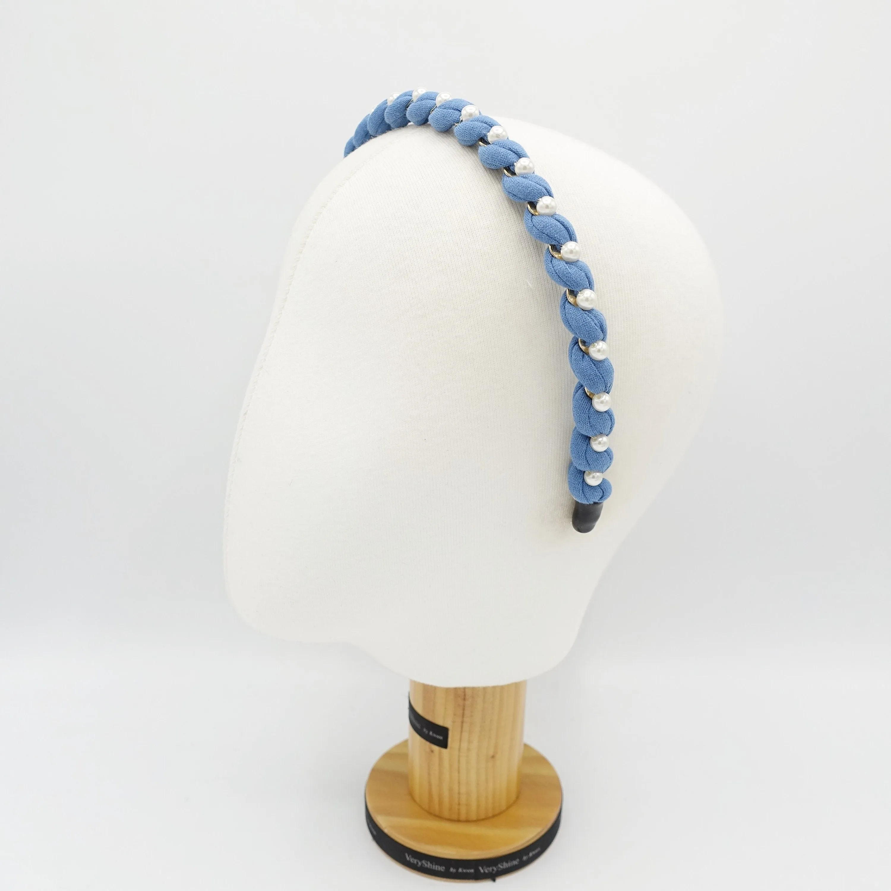 pearl embellished cotton spiral wrap headband thin hairband women hair accessory