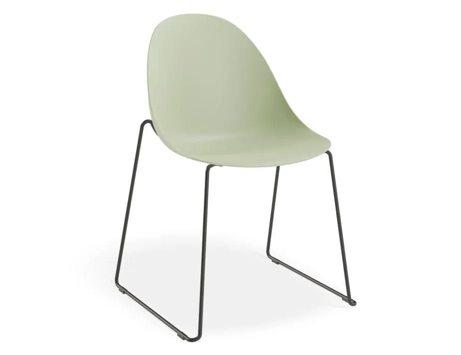 Pebble Chair Mint Green with Shell Seat - Sled Stackable Base - White