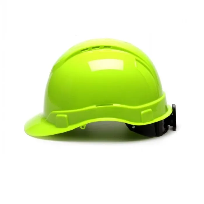 Pyramex HP44131V Ridgeline Full Brim Vented 4 Point Ratchet Hard Hat, Hi Vis Lime, 1 Each