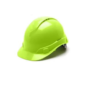 Pyramex HP44131V Ridgeline Full Brim Vented 4 Point Ratchet Hard Hat, Hi Vis Lime, 1 Each