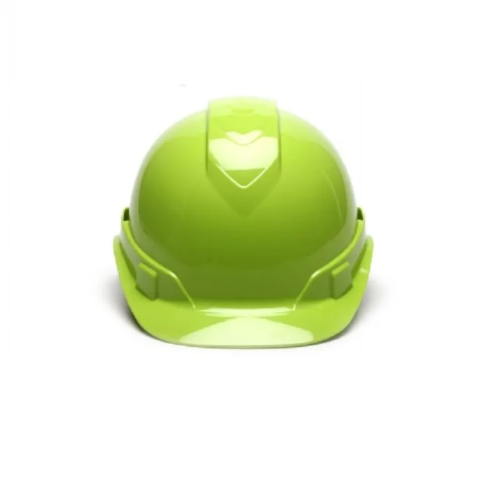 Pyramex HP44131V Ridgeline Full Brim Vented 4 Point Ratchet Hard Hat, Hi Vis Lime, 1 Each