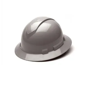 Pyramex Ridgeline HP54112 4 Point Standard Ratchet Full Brim Hard Hat, Gray, One Size, 1 Each