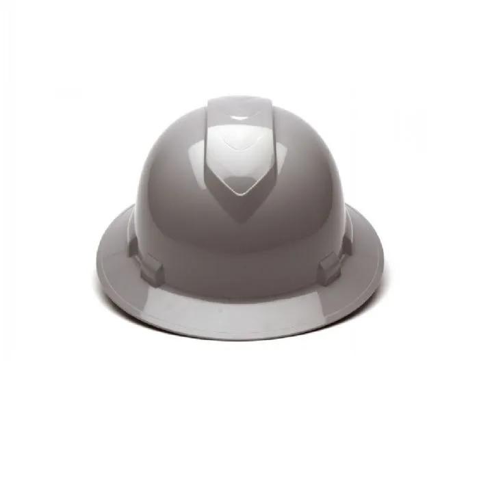 Pyramex Ridgeline HP54112 4 Point Standard Ratchet Full Brim Hard Hat, Gray, One Size, 1 Each