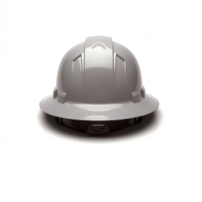 Pyramex Ridgeline HP54112 4 Point Standard Ratchet Full Brim Hard Hat, Gray, One Size, 1 Each