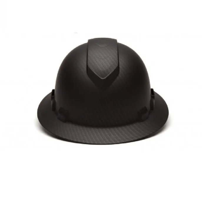 Pyramex Ridgeline HP54117V 4 Point Vented Ratchet Full Brim Hard Hat, Graphite Pattern, Black, One Size, 1 Each