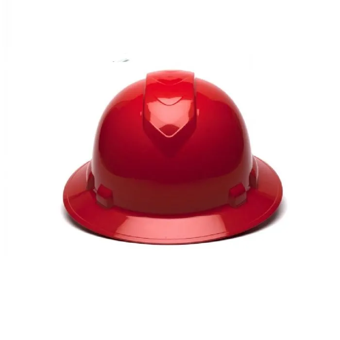 Pyramex Ridgeline HP54120 4 Point Standard Ratchet Full Brim Hard Hat, Red, One Size, 1 Each