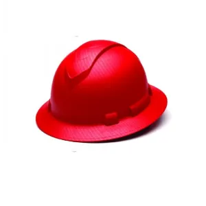 Pyramex Ridgeline HP54121 4 Point Standard Ratchet Full Brim Hard Hat Matte Red with Graphite Pattern, One Size, 1 Each