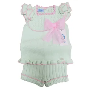 Rahigo - Two Piece Short Set With Baby Pink Trim  -  Mint