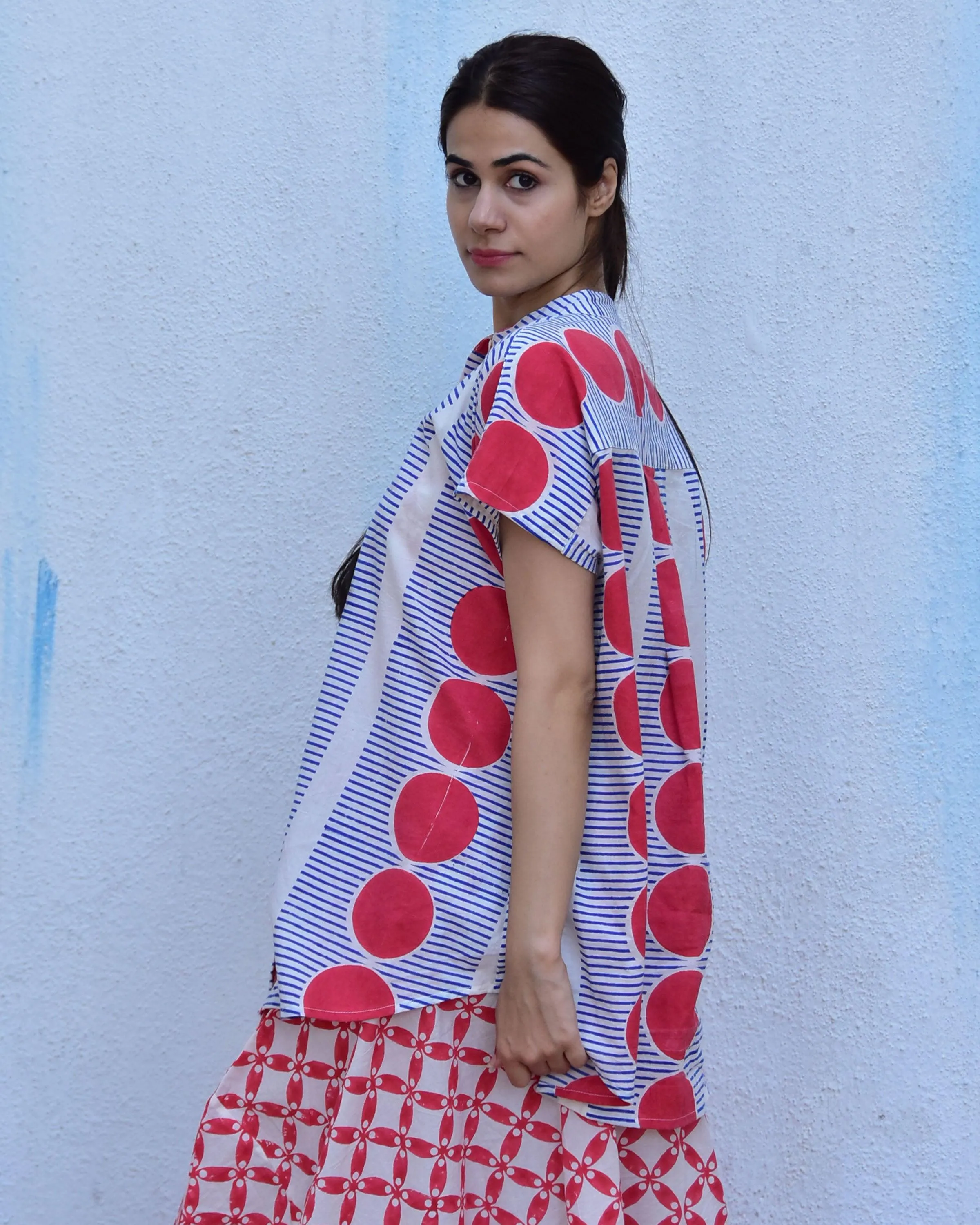 Rainy Reatreat Handblockprinted Cotton Top - Rain Dancing