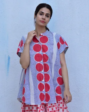 Rainy Reatreat Handblockprinted Cotton Top - Rain Dancing