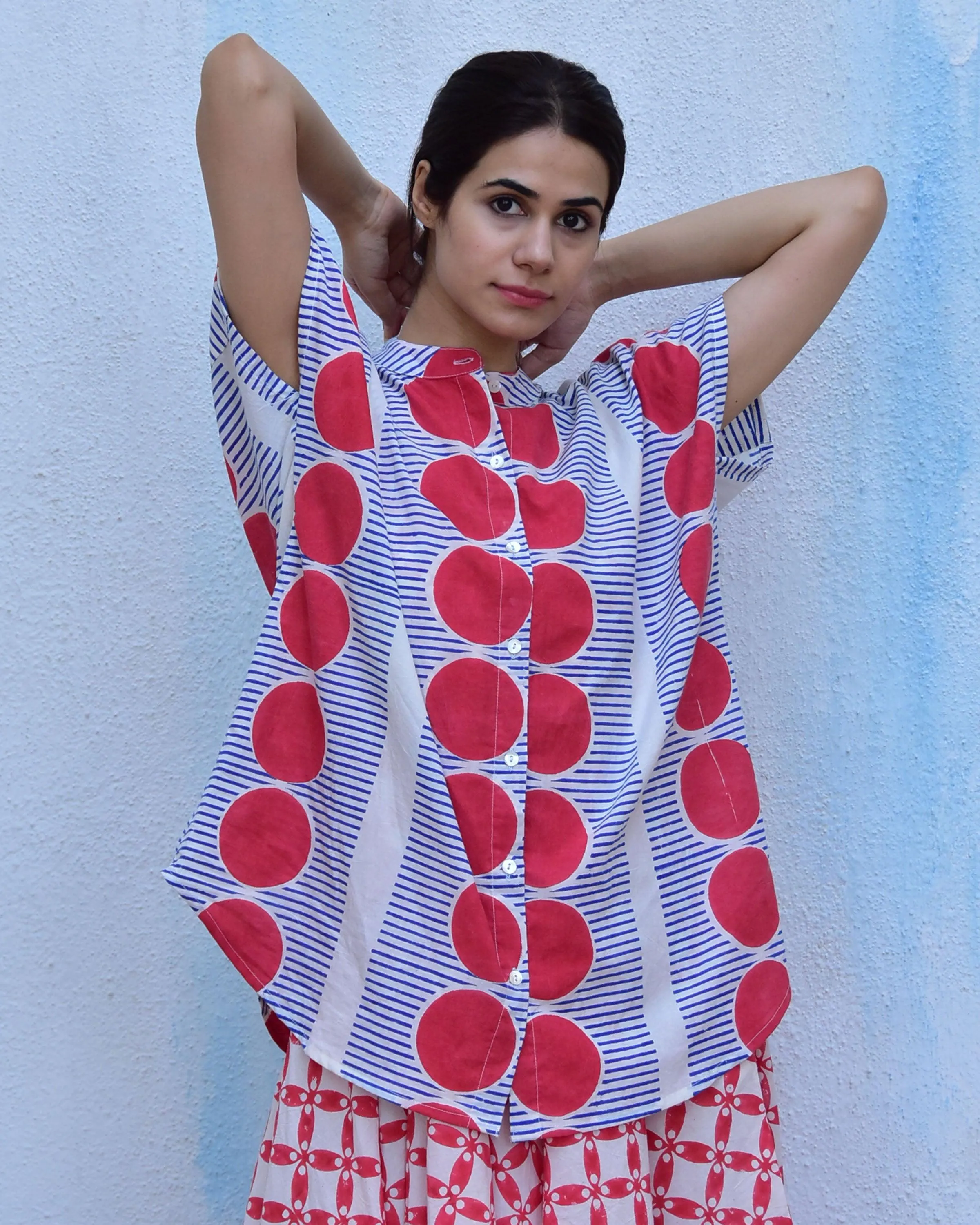 Rainy Reatreat Handblockprinted Cotton Top - Rain Dancing