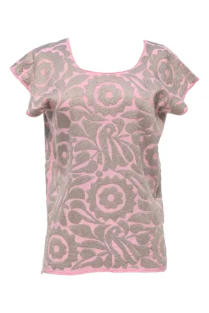 SALE - Doña Rosa Blouse from Mexico - Pink, Grey