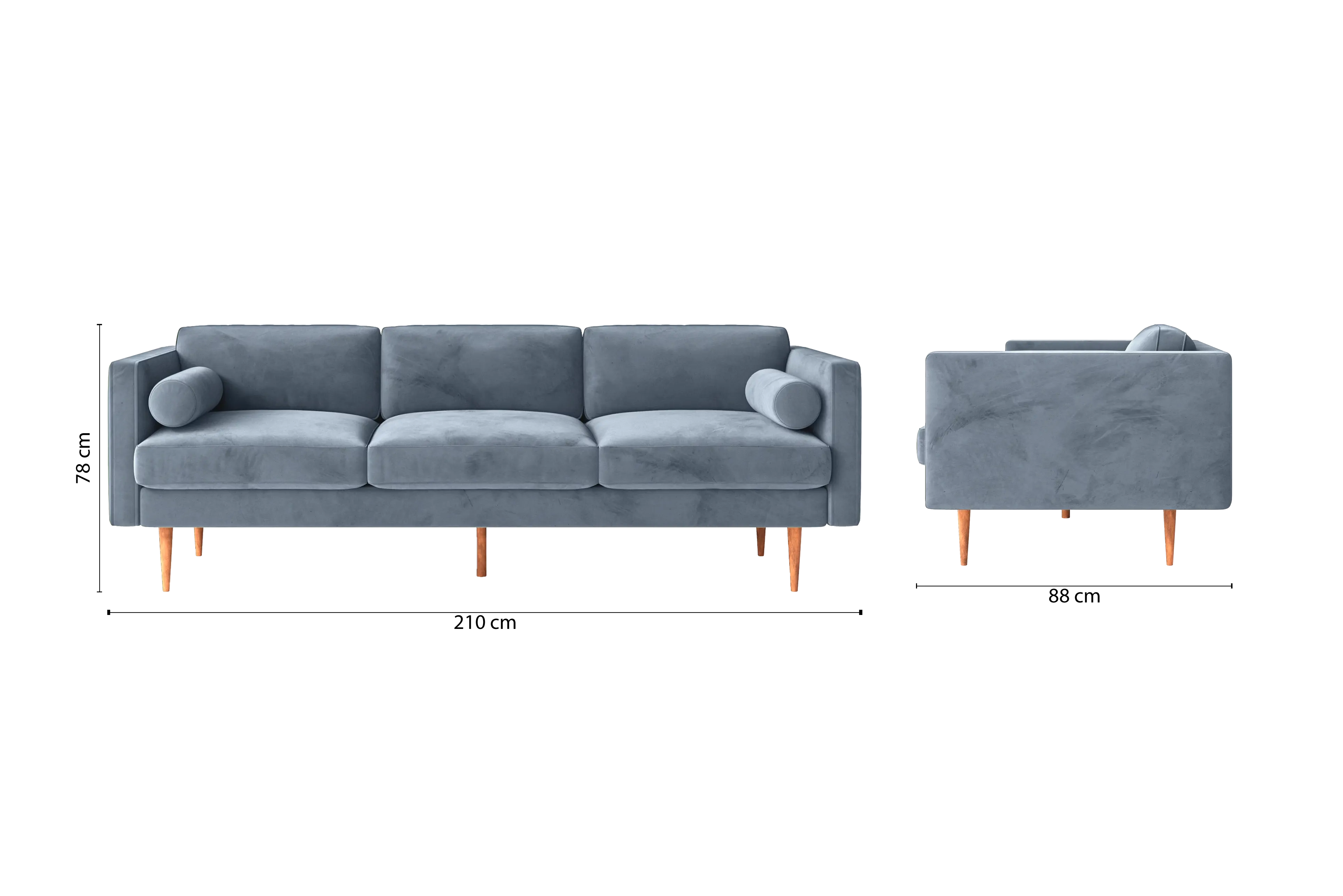 Salerno 3 Seater Sofa Baby Blue Velvet