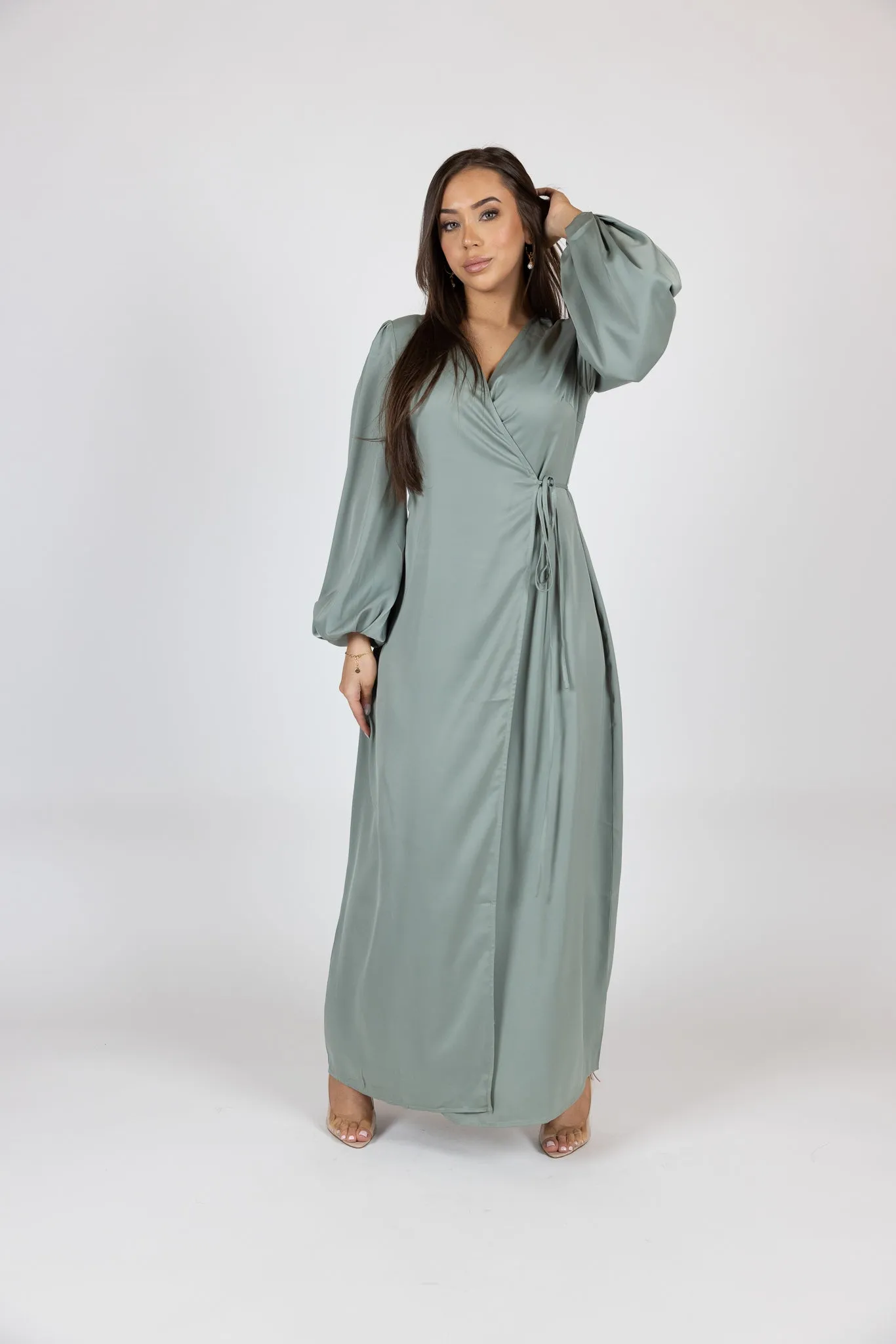 Satin Love Wrap Dress