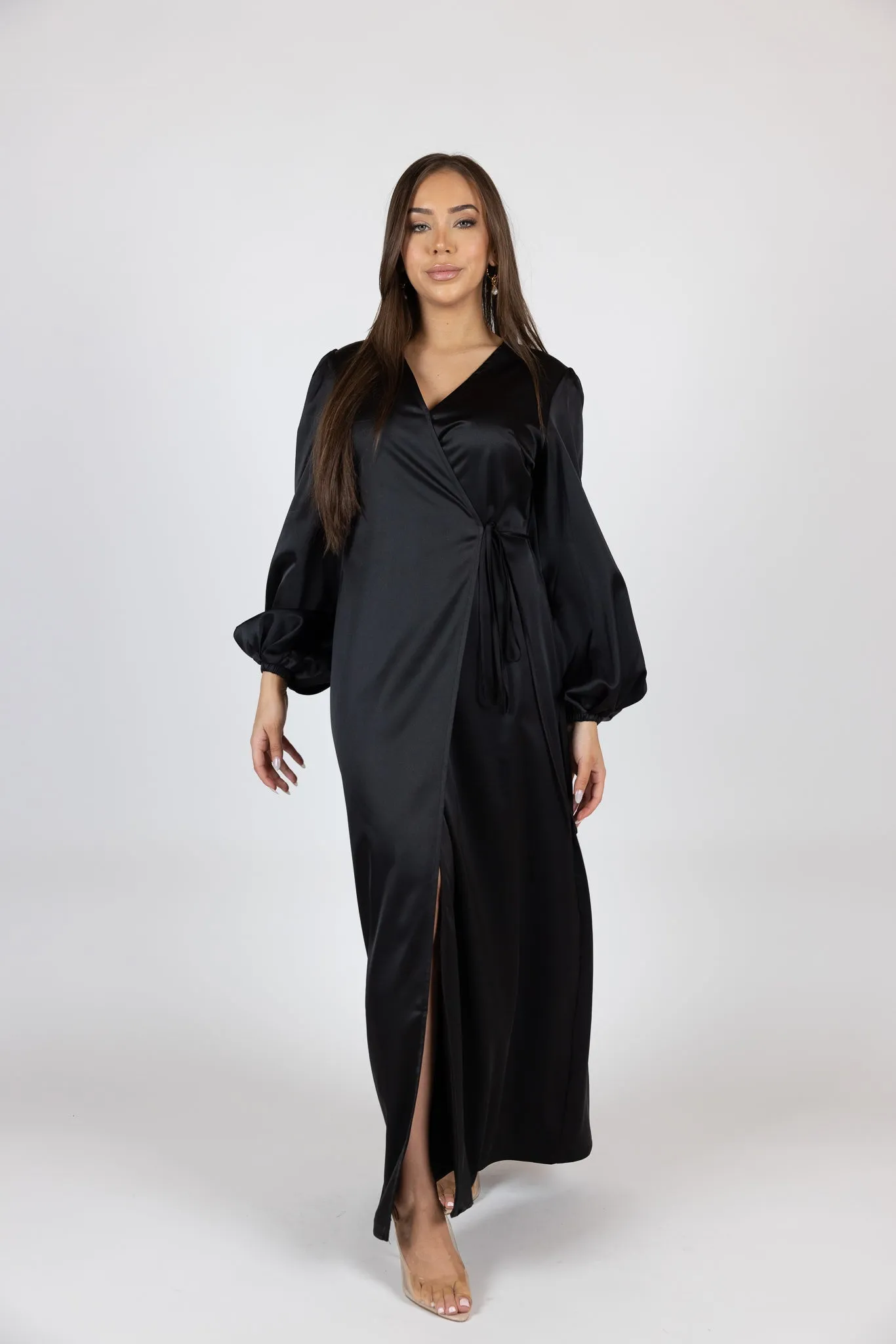 Satin Love Wrap Dress