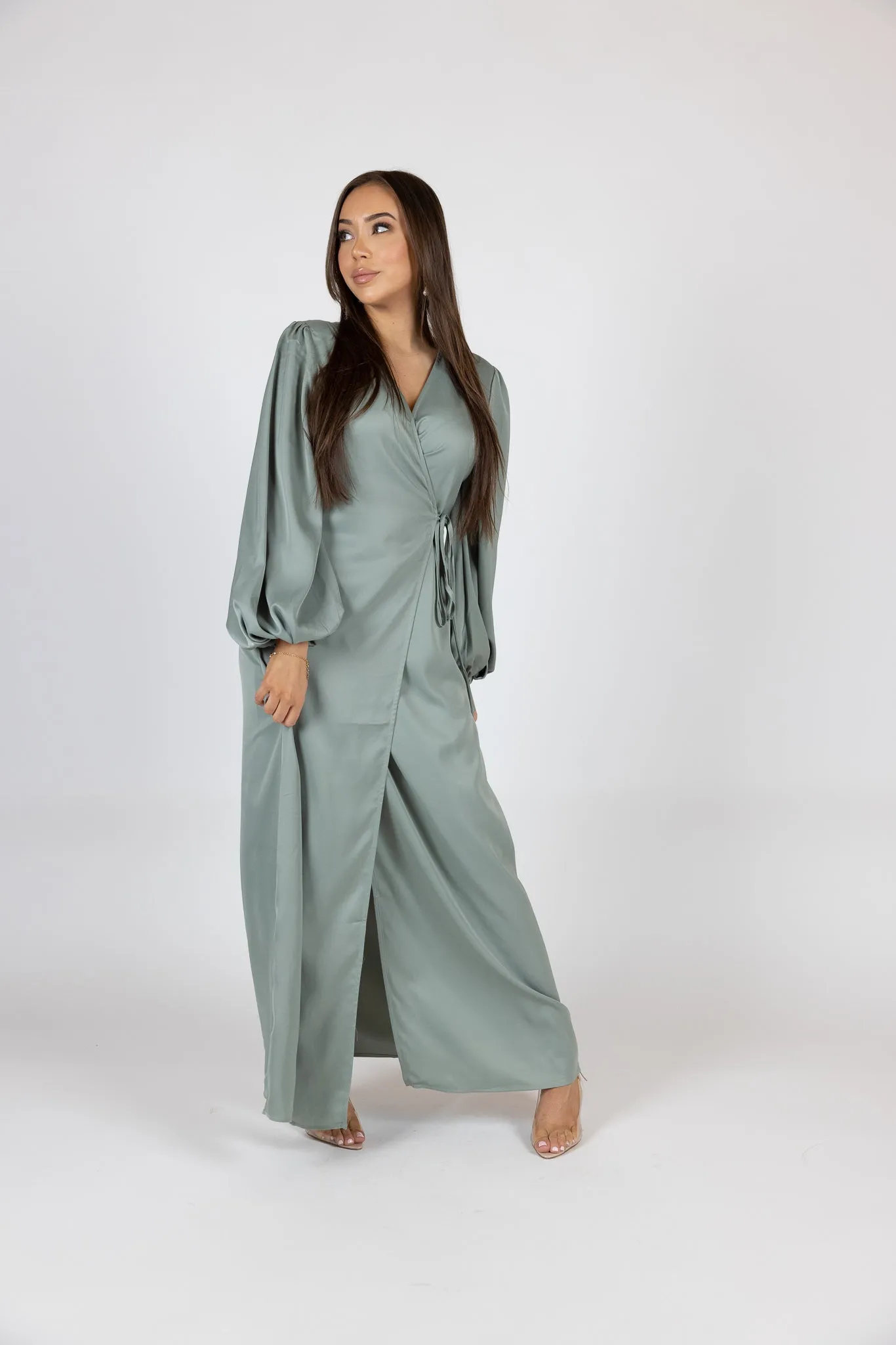 Satin Love Wrap Dress