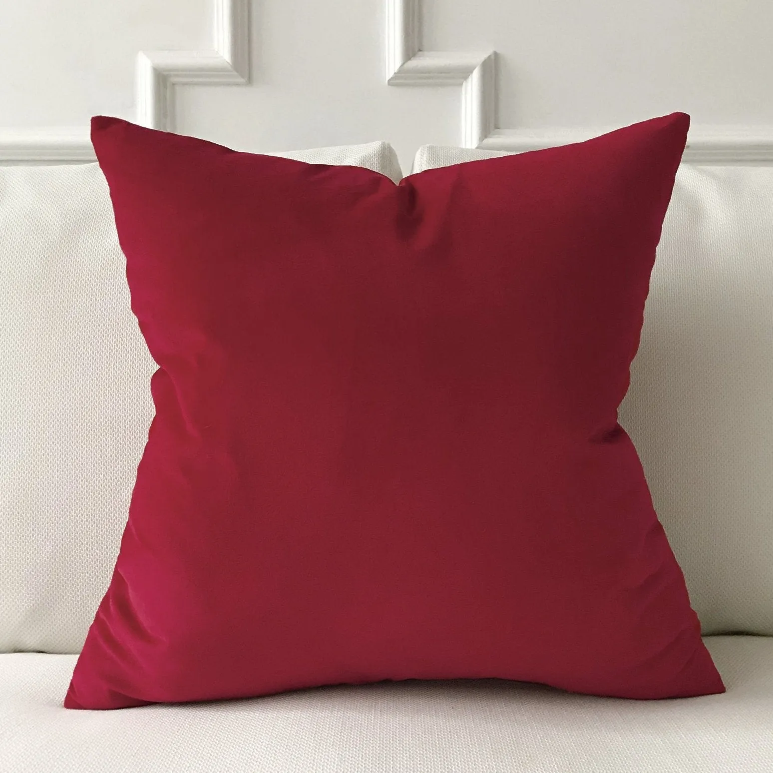 Scarlet Red Lux Velvet Throw Pillow Cover 22x22