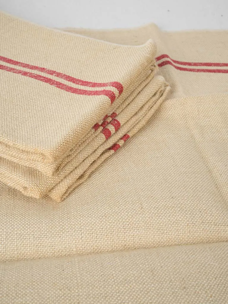 Set of Three Antique French kitchen towels