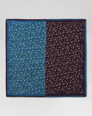 Silk Teal Brown Printed Pocket Square - Rechard