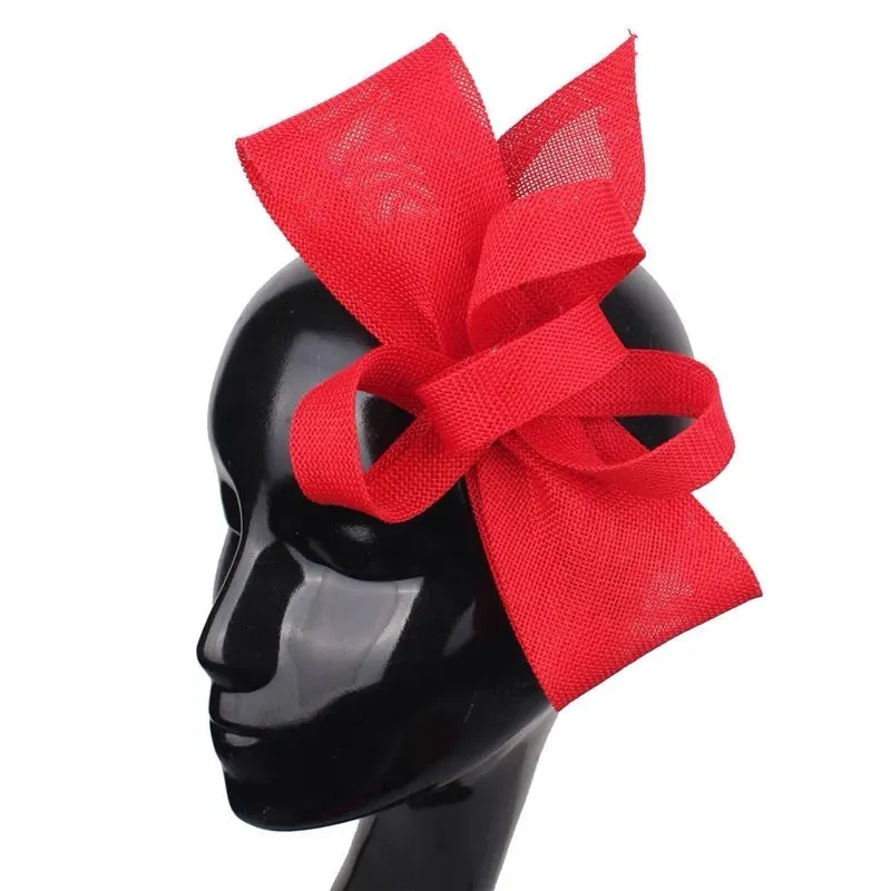 Sinamay Bow Headband Fascinator - Red