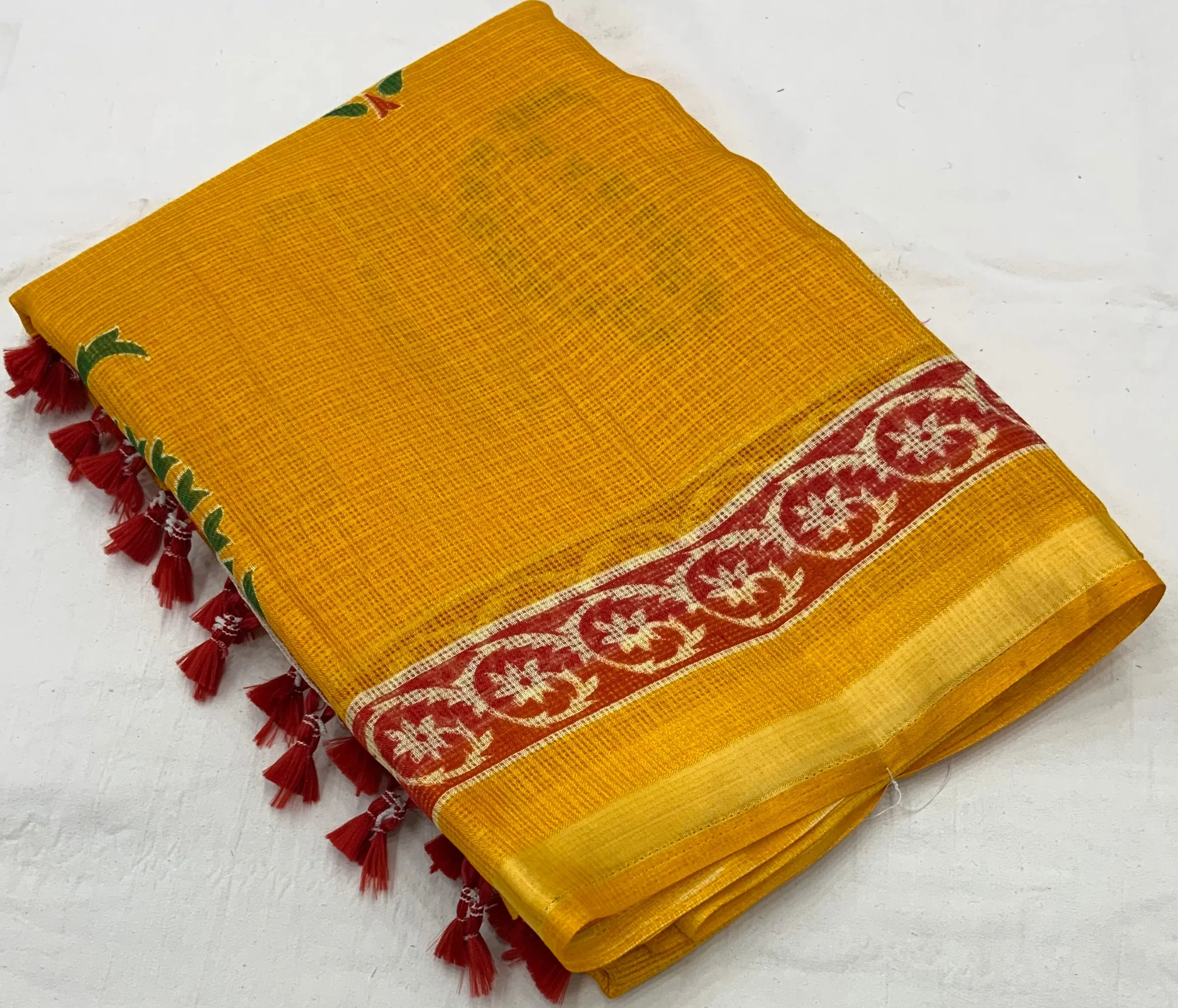 Sophisticated Women's Kota Silk Saree: Soft, Printed, and Enriched with Weaving Pattu Border