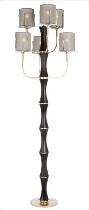 Stylish Modern Floor Lamp With Ebony Wood Frame