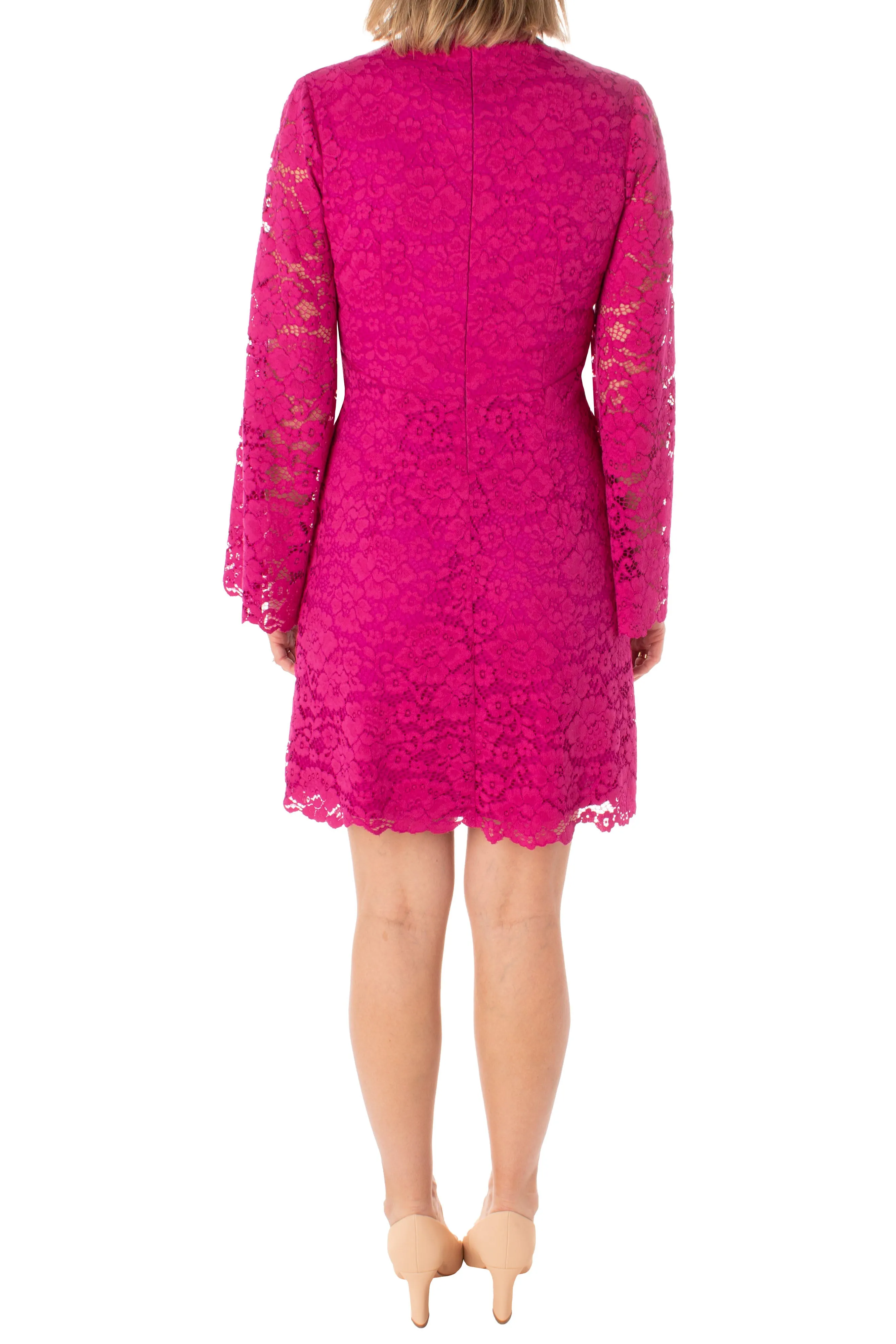 Taylor V-neck long sleeve zipper back floral lace dress