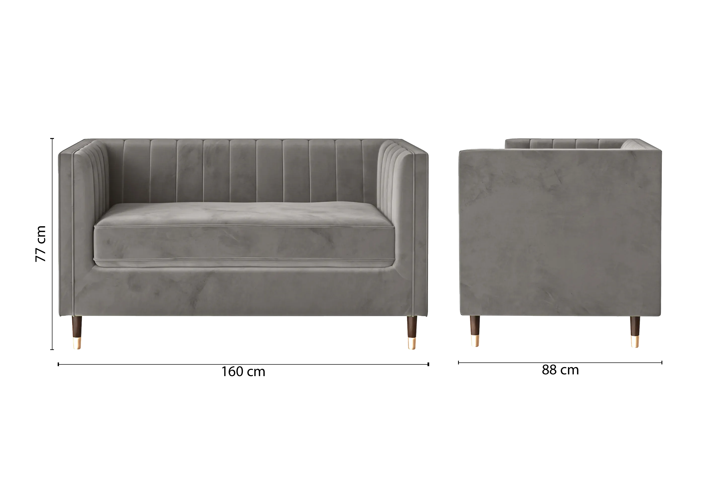 Tivoli 2 Seater Sofa Grey Velvet