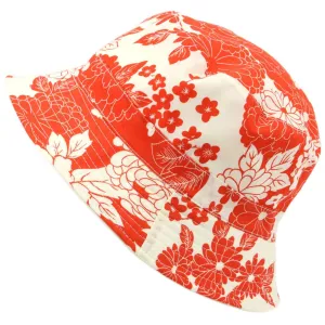 Two-tone Floral Print Bucket Hat - Red