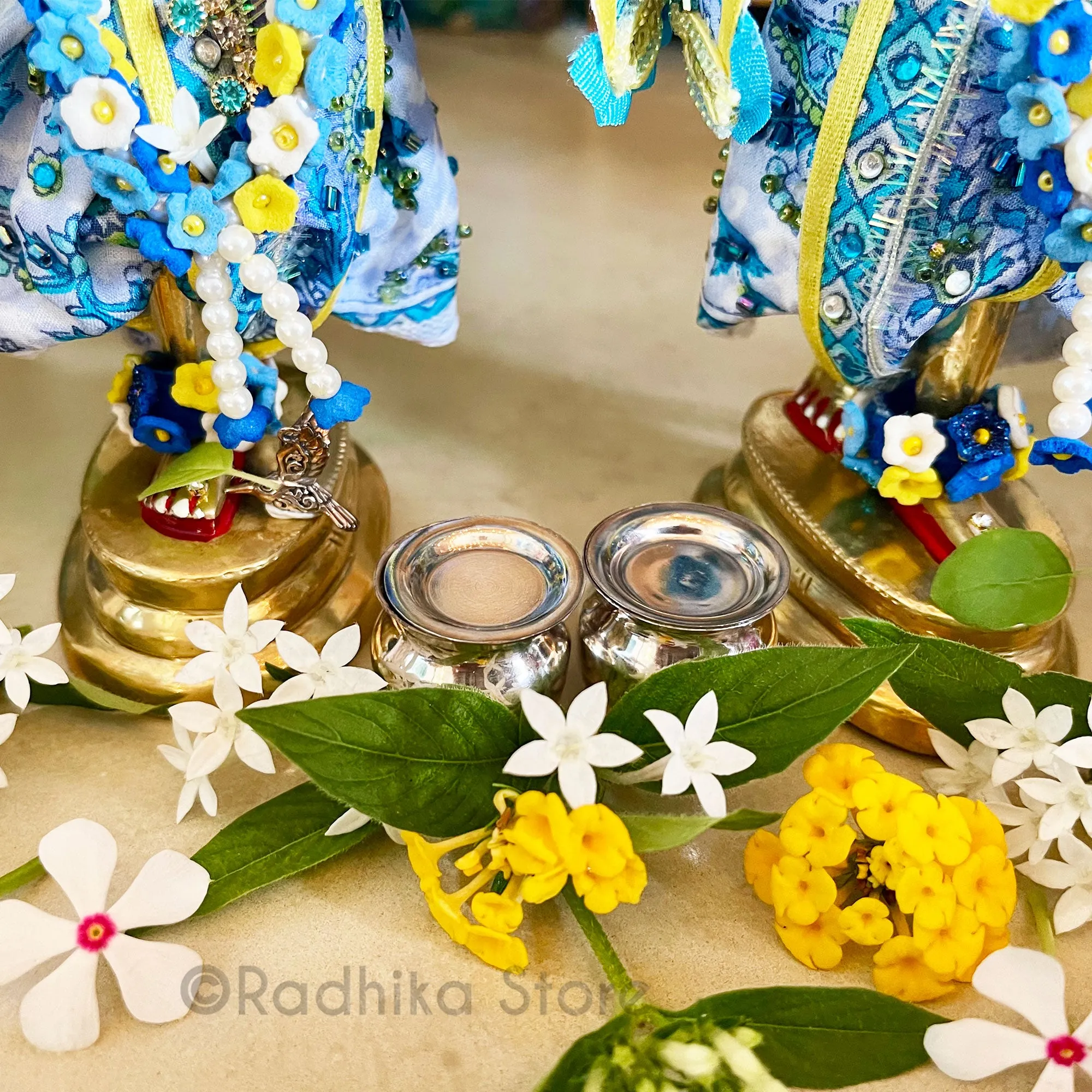 Vrindavan Flower - Blue - Pink or Marigold Orange - Set of 2 Bangles