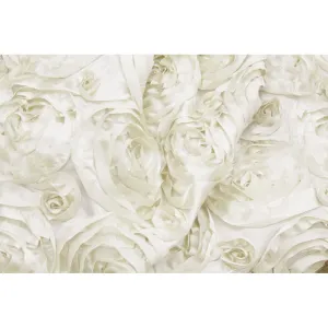 Wedding Rosette Satin 90"x156" rectangular Tablecloth - Ivory