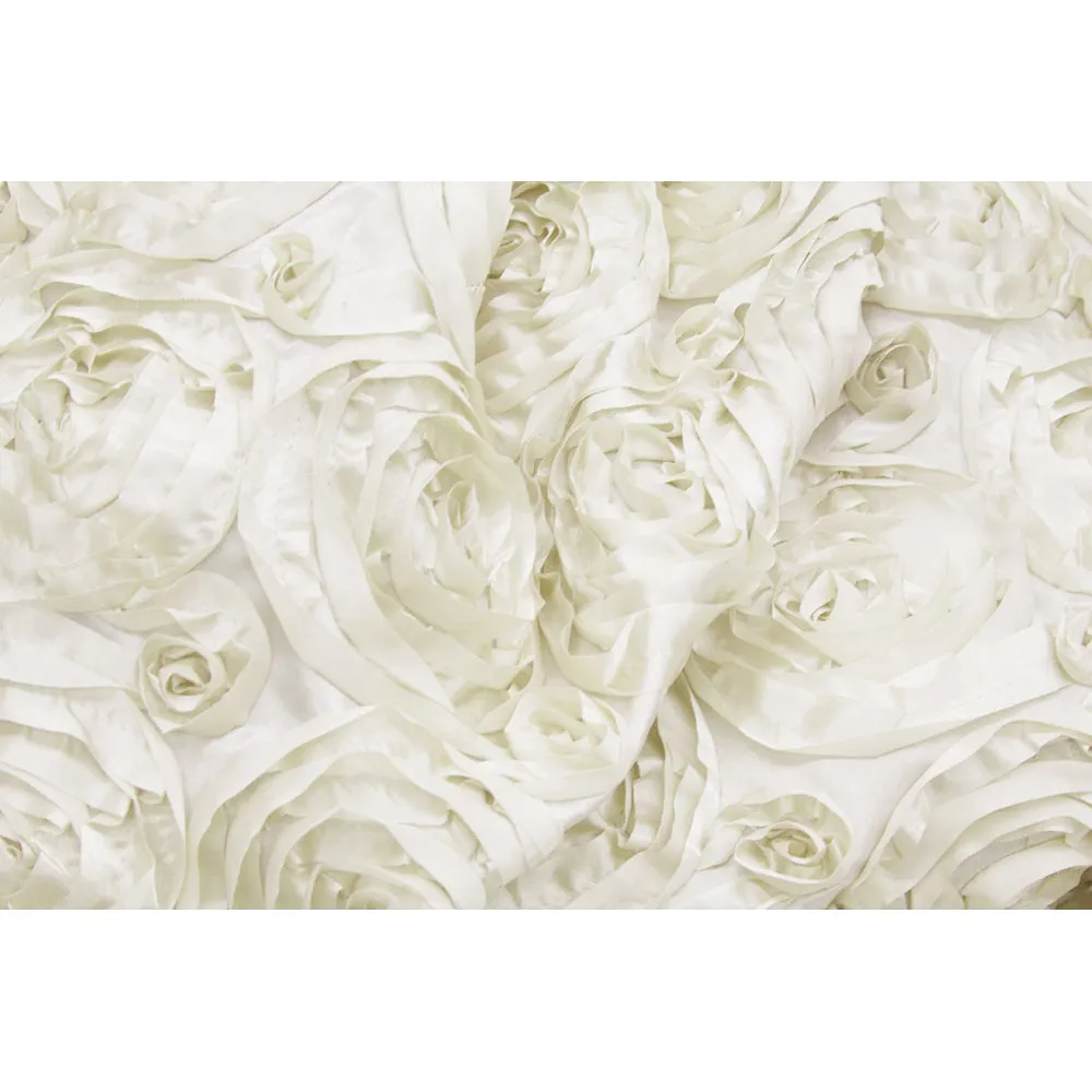 Wedding Rosette Satin 90"x156" rectangular Tablecloth - Ivory