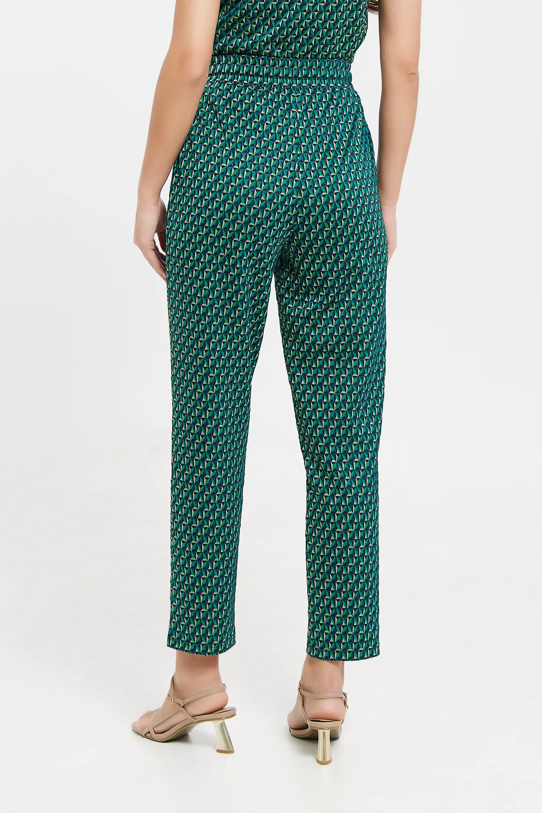 Women Green Printed Jogger