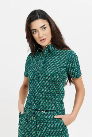 Women Green Printed Top Shirt