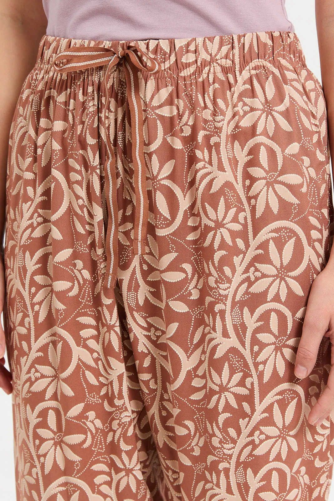 Women Tan Printed Pyjama Bottom