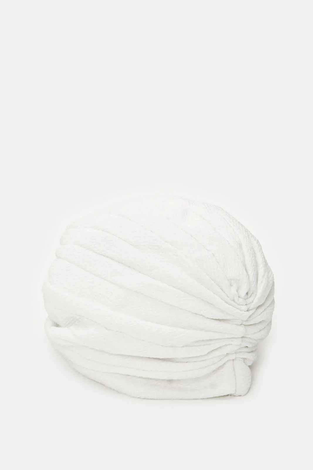 Women White Ruched Turban