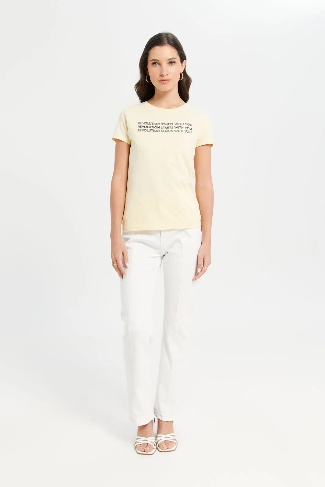 Women Yellow Revolution Printed T-Shirt