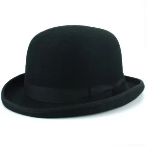 Wool Felt Bowler Derby Hat - Black